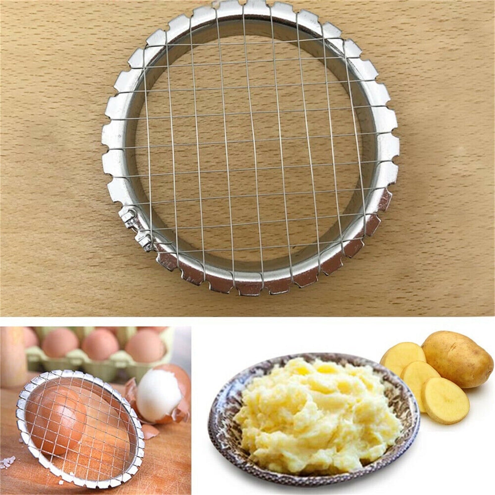 Potato Slicer and Masher | Hand Press Vegetable Cutter for Potatoes, Carrots, Mushrooms | Stainless Steel Kitchen Too...