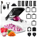 JEEXI Pro Vegetable Chopper, Multi-functional Onion Chopper, Veggie Chopper w/ Stainless Steel Blades, Vegetable Slicer w/ Container, Mandol