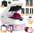 Professional 12-in-1 Vegetable Chopper with 7 Stainless Steel Blades - Multifunctional Food Chopper for Dicing/Slicing Carrots, Potatoes, On