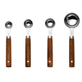 Professional Measuring Spoons Set - Stainless Steel with Wood Handles - Accurate US Measurement Markings for Baking, Cooking - Kitchen Tools
