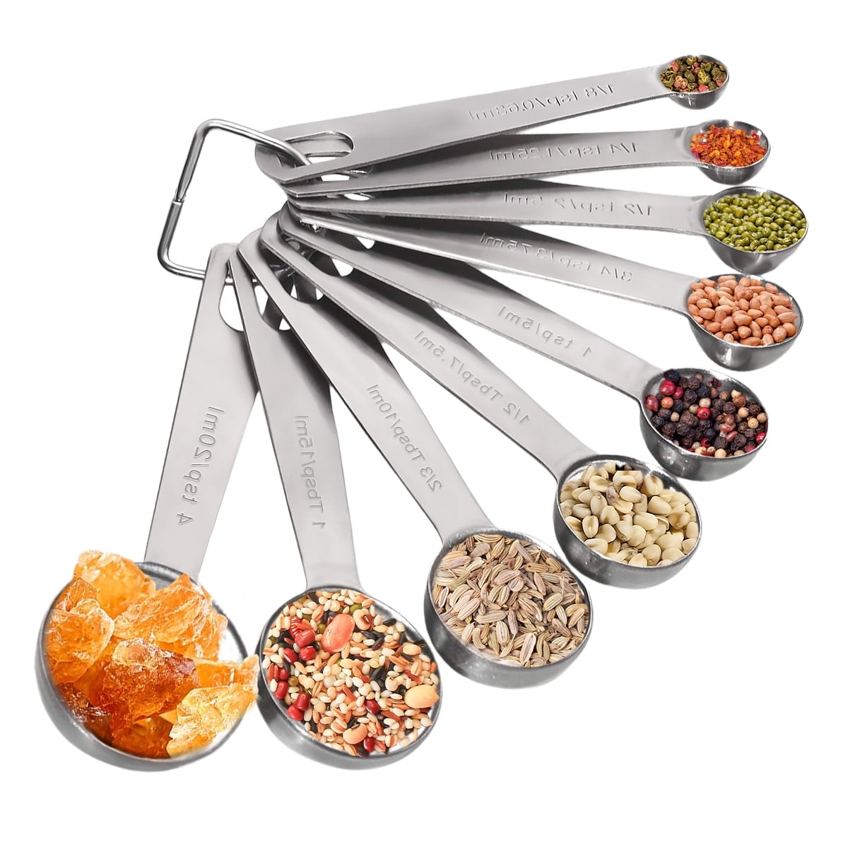 Stainless Steel Measuring Spoons Set of 9 Piece - Accurate Measurement for Cooking and Baking - Durable and Rust-Resi...
