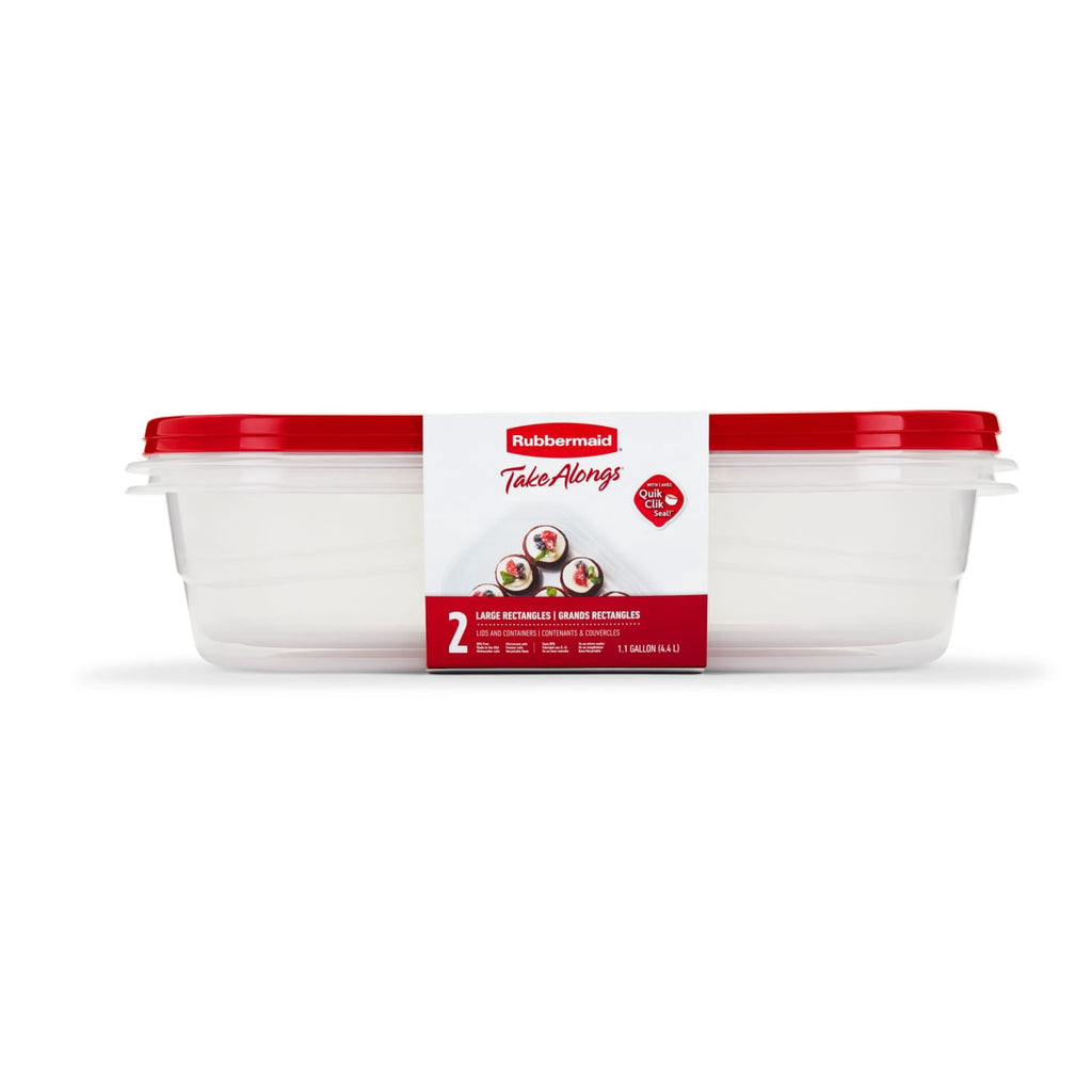 TakeAlongs, 1 Gallon, 2 Packs, Red, Large Rectangular Plastic Food Storage Containers