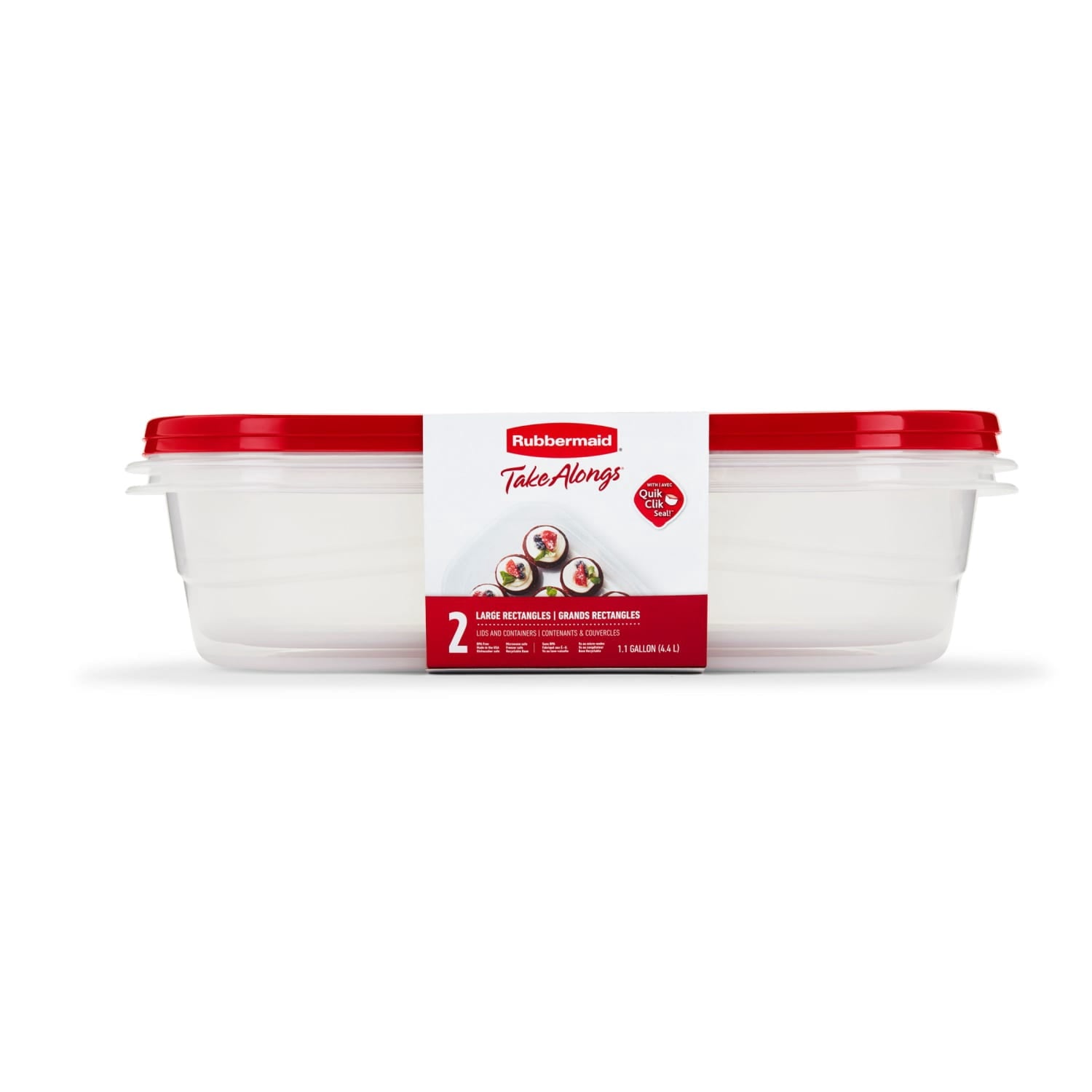 TakeAlongs, 1 Gallon, 2 Packs, Red, Large Rectangular Plastic Food Storage Containers
