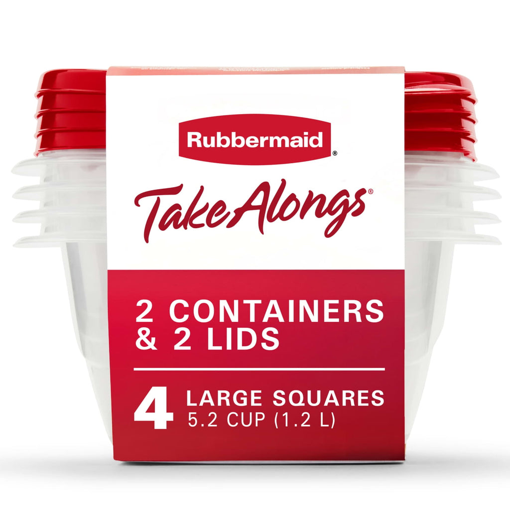 TakeAlongs 5.2-Cup Deep Square Food Storage Containers, Ruby Red, 4 pack