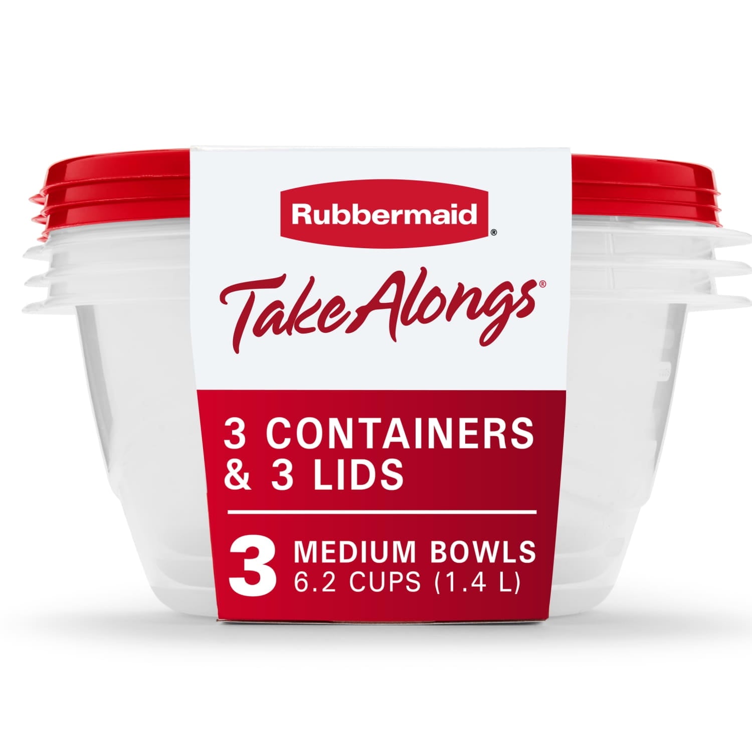 TakeAlongs 6.2-cup Round Food Storage Containers, Ruby Red, 3 pack