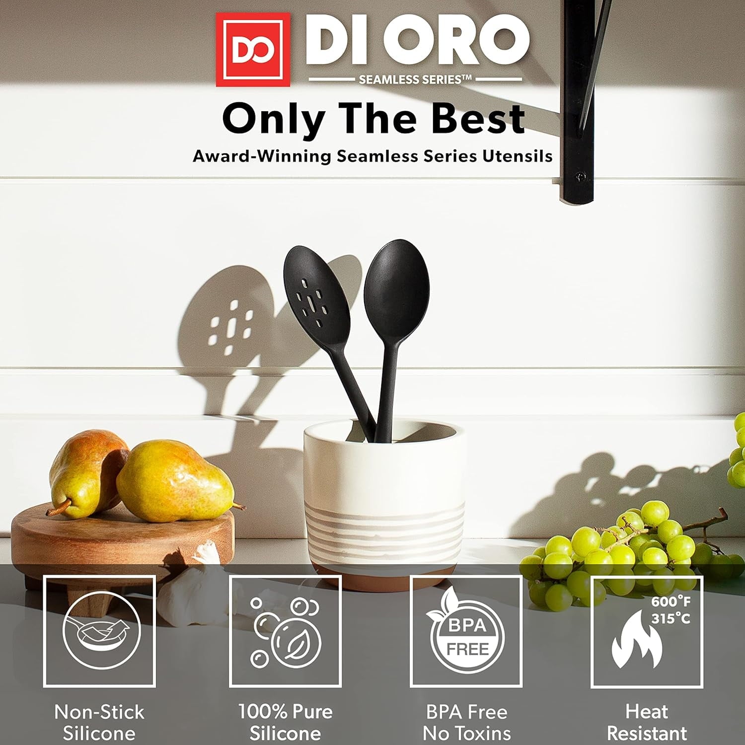 7-Piece Silicone Utensil Kitchen Set - 600 F Heat-Resistant Rubber Cooking and Baking Tools