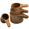 Set of 4 Acacia Wood Measuring Cups,Stackable Kitchen Measure Tool with Handle,Baking and Cooking Measuring Set,Handc...