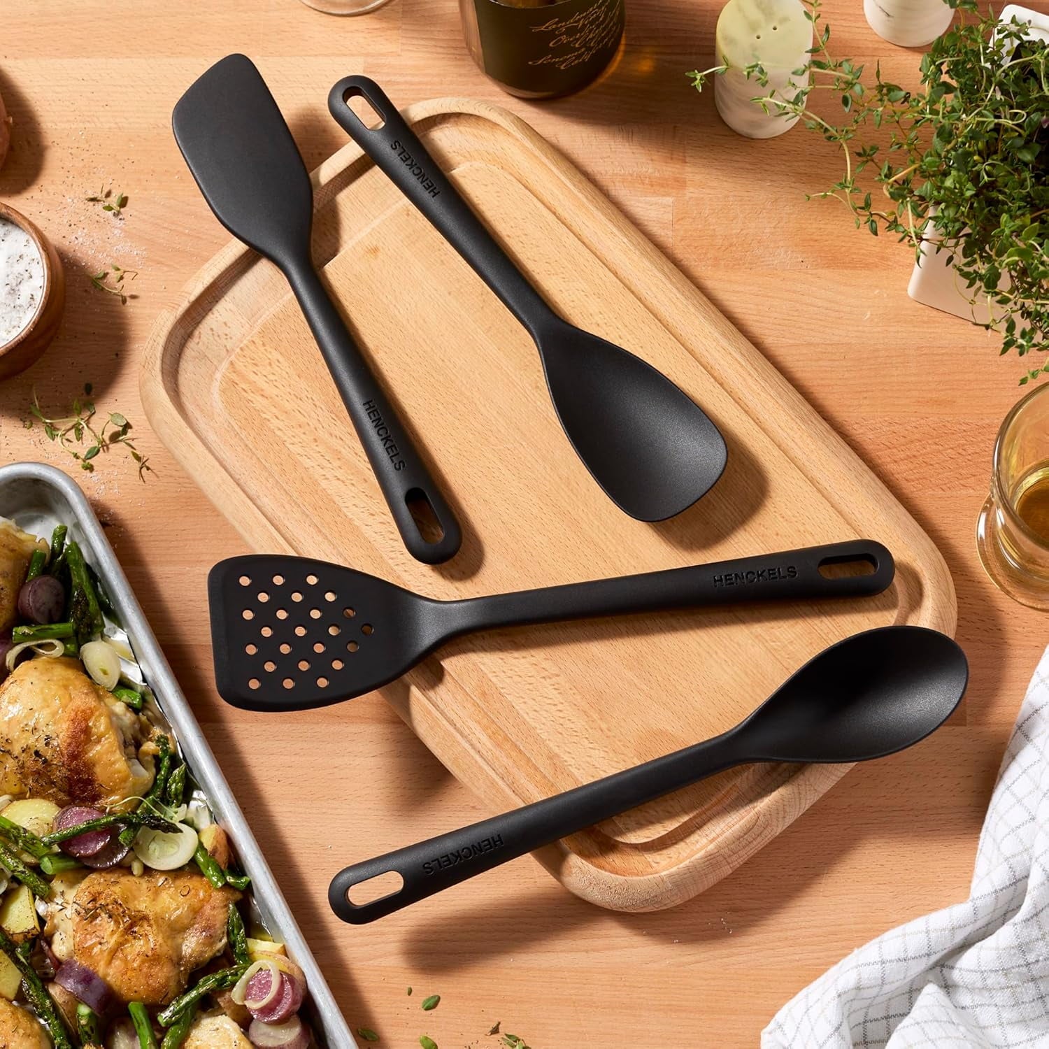 Silicone 4-pc Chef's Cooking Utensil Set - Heat Resistant Non-Stick Safe Kitchen Tools