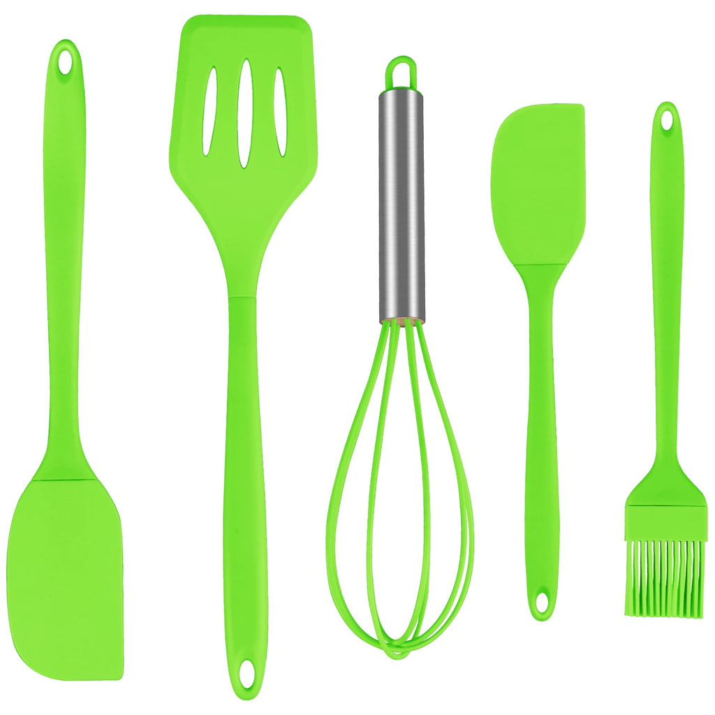 Silicone Cooking Utensils Sets, 5-Piece Kitchen Utensil Set 600F Heat Resistant Non-stick Rubber Cookware Kitchen Sil...