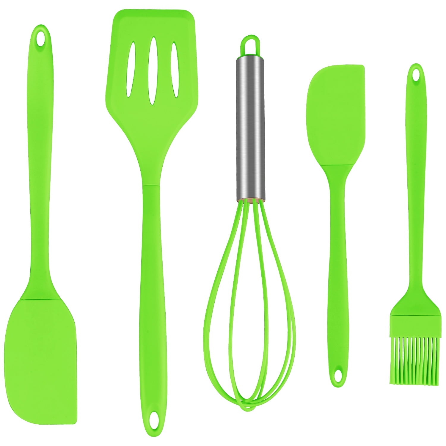 Silicone Cooking Utensils Sets, 5-Piece Kitchen Utensil Set 600F Heat Resistant Non-stick Rubber Cookware Kitchen Sil...