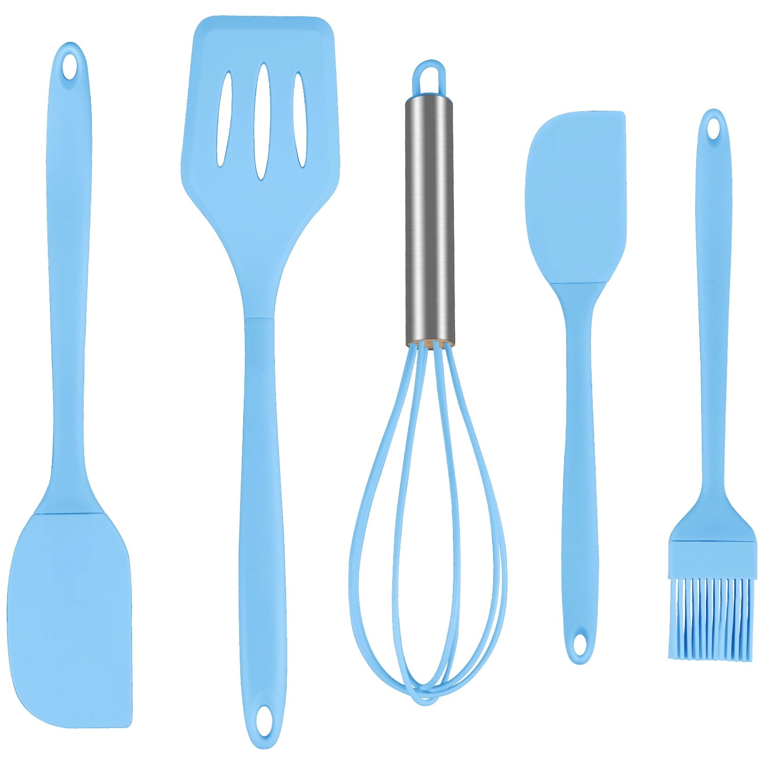 Silicone Cooking Utensils Sets, 5-Piece Kitchen Utensil Set 600F Heat Resistant Non-stick Rubber Cookware Kitchen Sil...