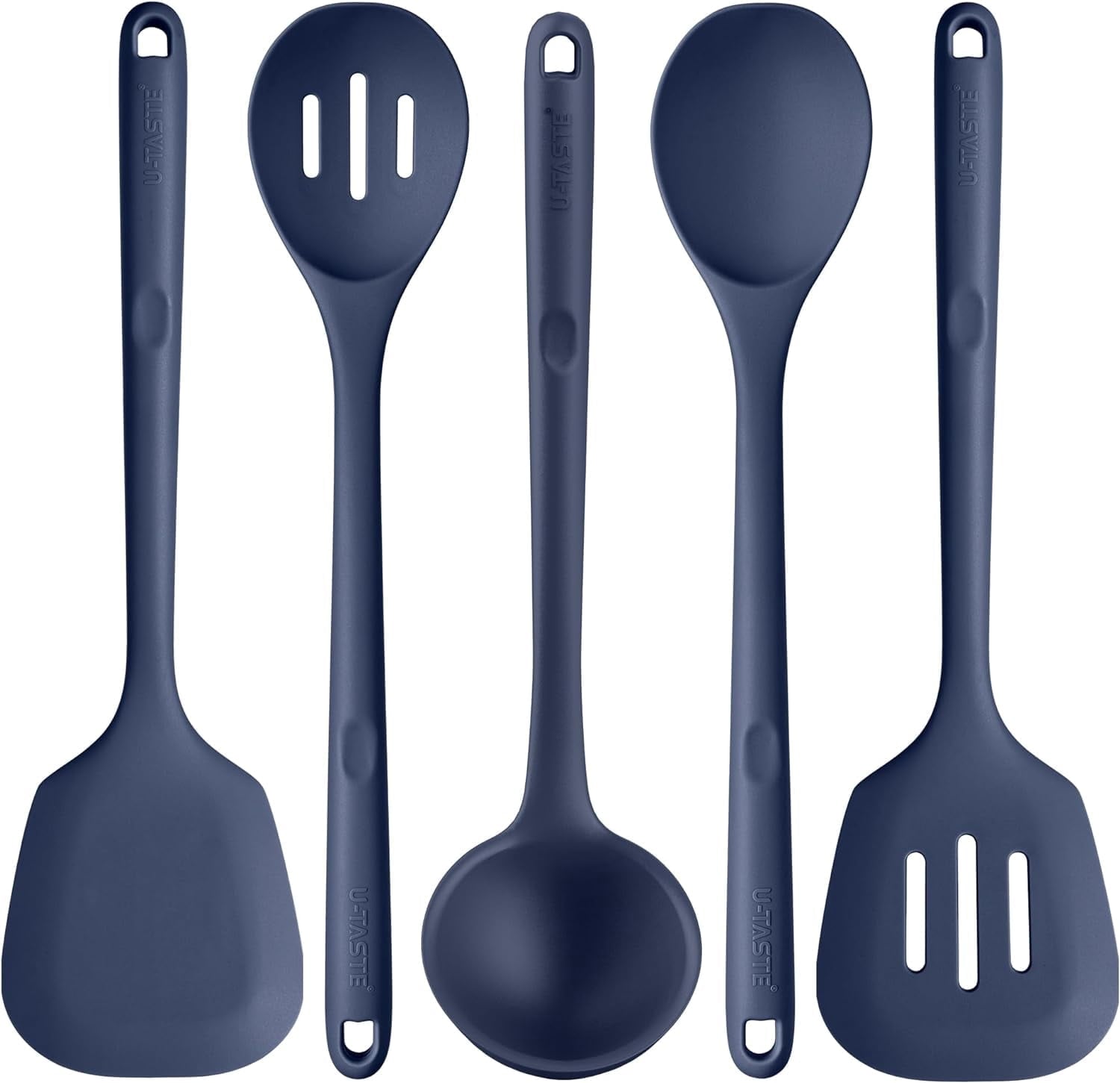 Silicone Kitchen Cooking Utensil Set: 446°F Heat Resistant 13.6in Long Kitchen Gadgets, BPA Free Non Stick Rubber Coo...
