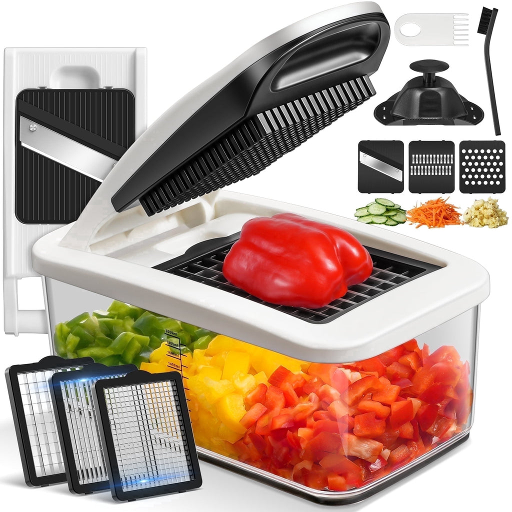 Sopito Vegetable Chopper Dicer, Heavy-Duty Veggie Food Onion Chopper with 6 Blades & Container, Multifunctional Vegetable Slicer and Cutter