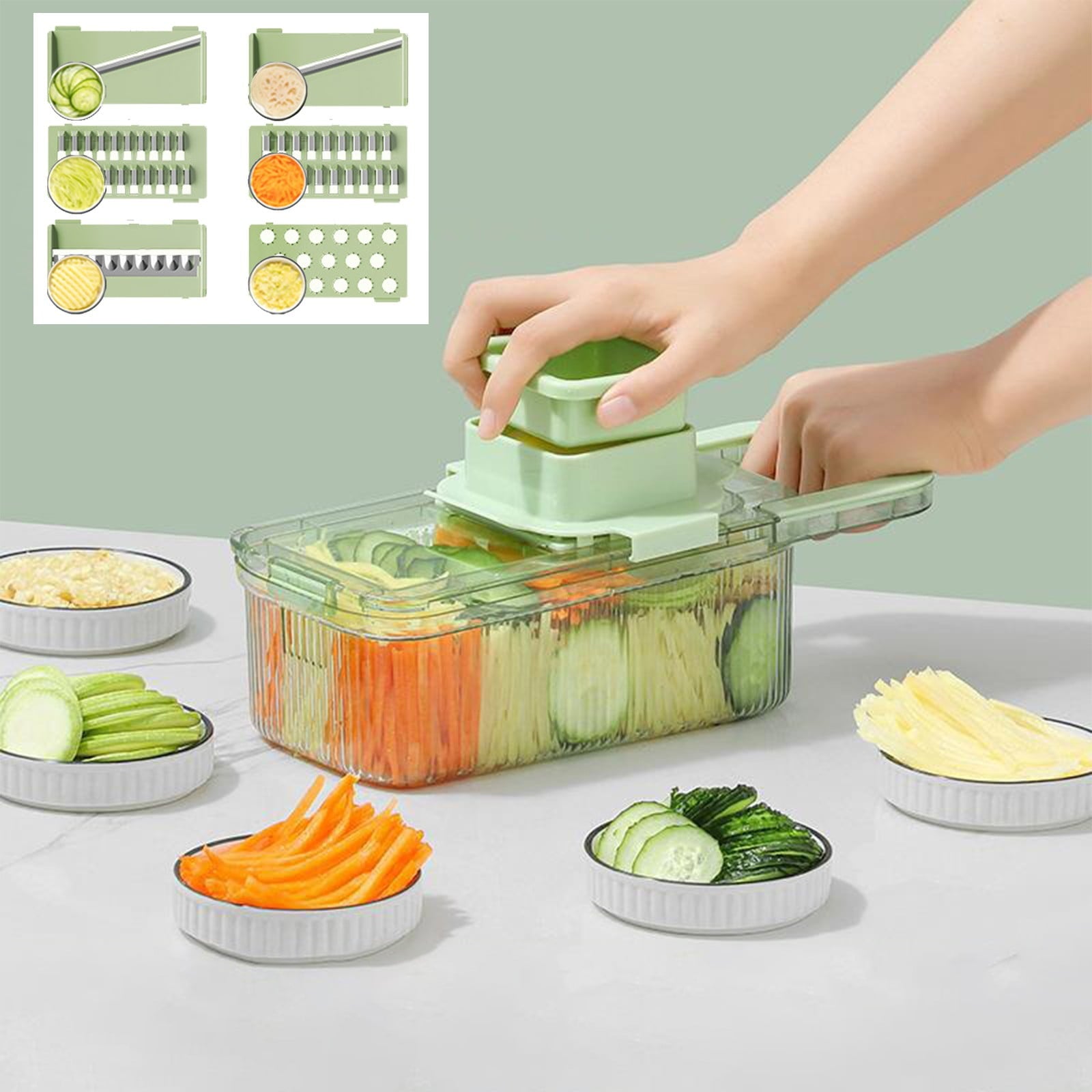 Vegetable Chopper Interchangeable Food Dicer Prep Tool Container Slicer Shredding Grating Equipment for Kitchen Meal ...