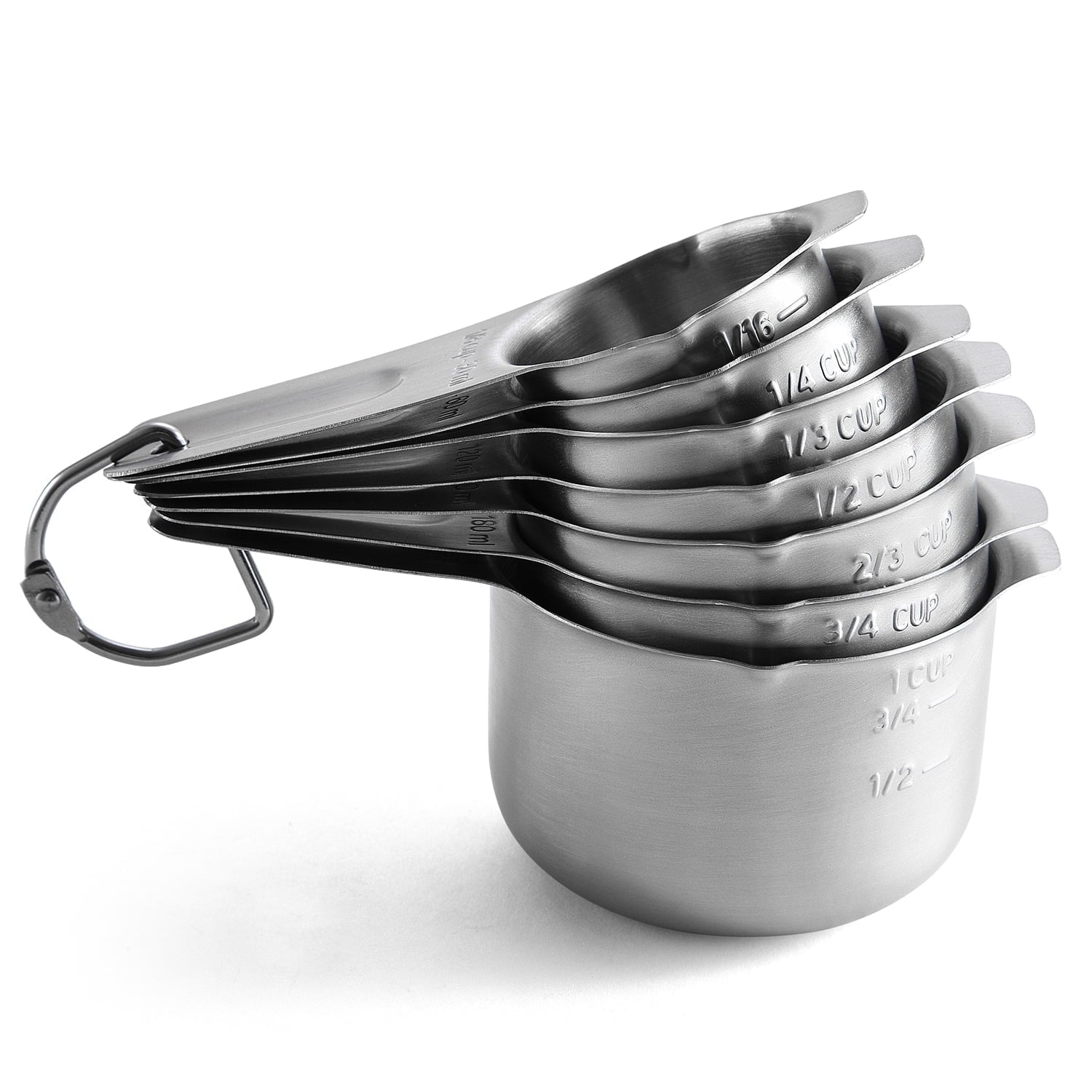 Stainless Steel Measuring Cups, Kitchen Tools with Easy to Read Markings for Measuring Dry or Liquid Ingredients, Set...