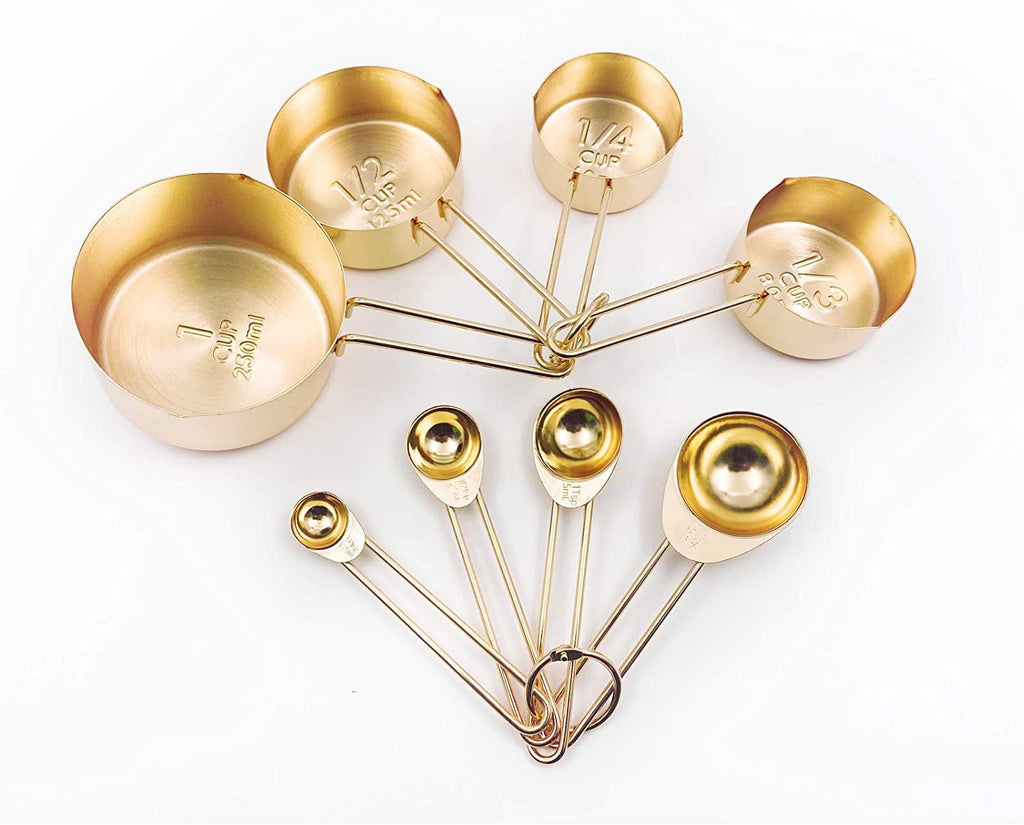 Stainless Steel Measuring Cups and Spoons Set Kitchen Accessories Stackable Metal Measuring Cups and Metal Measuring ...