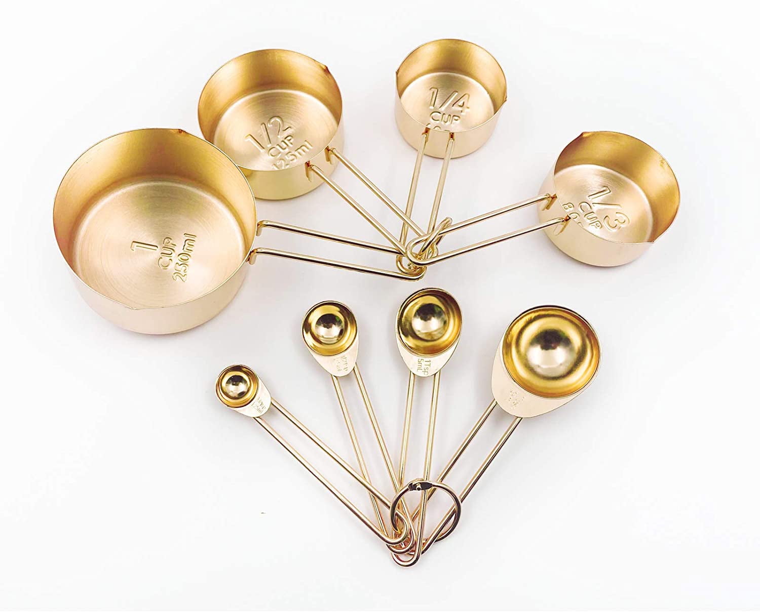 Stainless Steel Measuring Cups and Spoons Set Kitchen Accessories Stackable Metal Measuring Cups and Metal Measuring ...