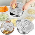 Stainless Steel Salad Chopper & Colander Set, Multi-Blade Mandoline Slicer Grater with Drain Basket & Mixing Bowl, Al...