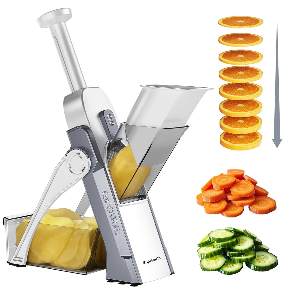 SupMaKin Safe Slice Mandoline, 36+ slicing options, Adjustable Thickness Settings 0.1-8mm