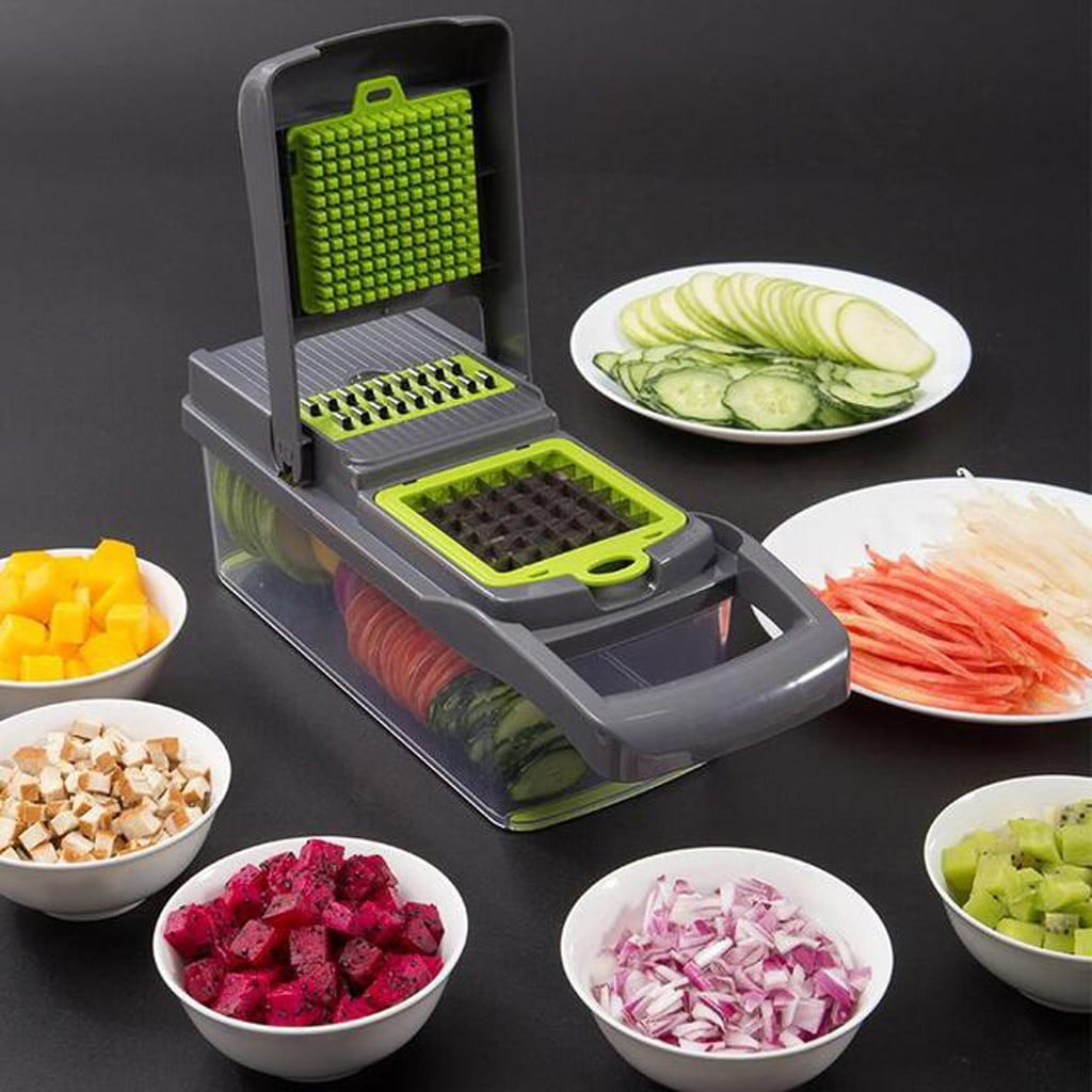TTJ Food Prep Chopper Vegetable Dicer Manual Food Chopper 7 Blade Multi Function Salad Cutter Onion Garlic Ginger Herb Dicer Kitchen Food Pr