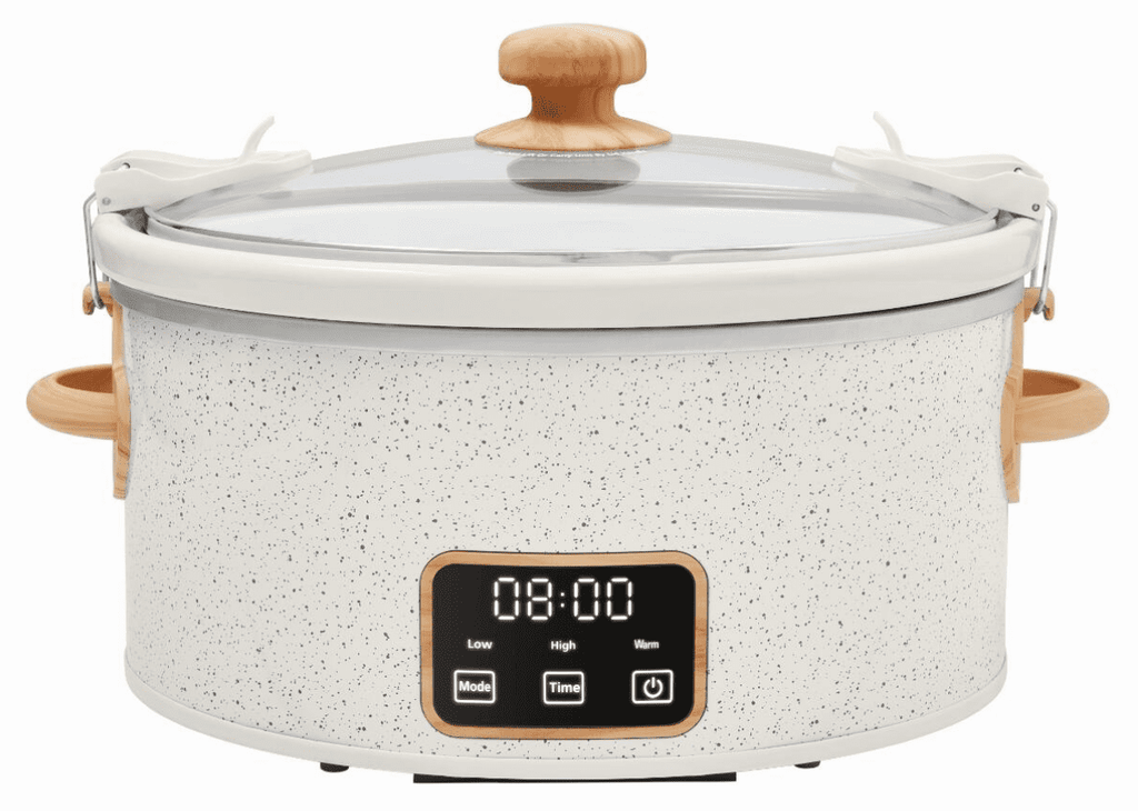 6-Quart Portable Linen Speckle Slow Cooker