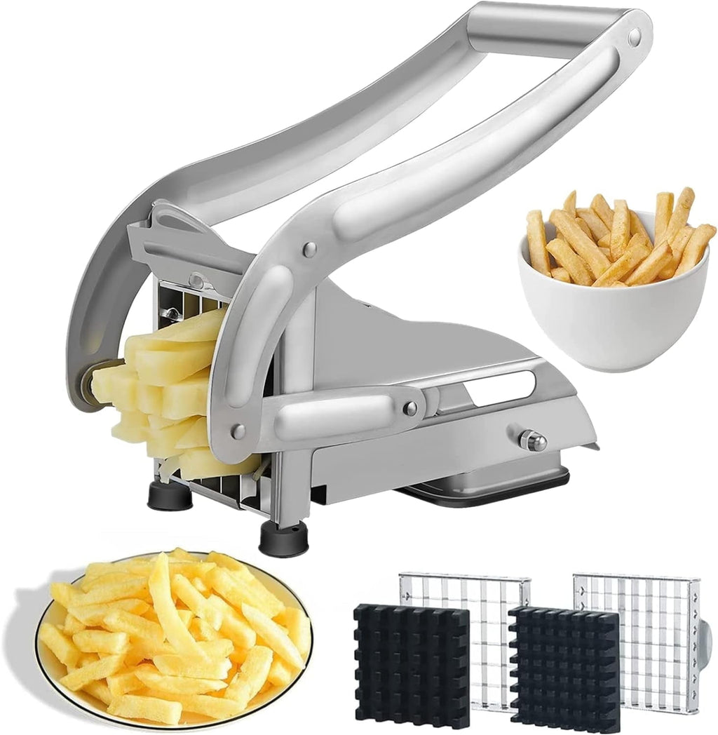 Cutter with 2 Blades, Professional Potato Cutter Stainless Steel, Potato Slicer Fries, No-Slip Suction Technology, Pr...