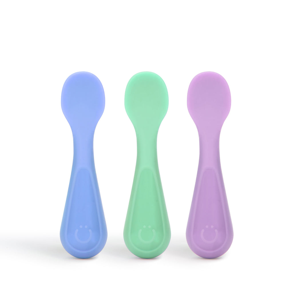Silicone Toddler Training Spoons, Baby, Silicone Flatware Sets, 3 Pack
