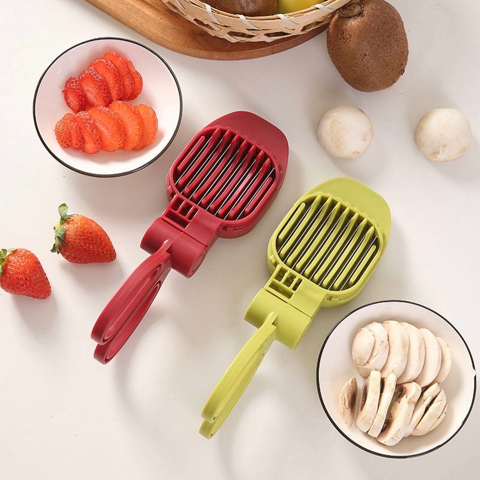 3Pcs Stainless Steel Fruit Cutter, Egg Cutter Splitter, Vegetable Slicer Dicer, Plastic Kitchen Gadget for Potato Tom...