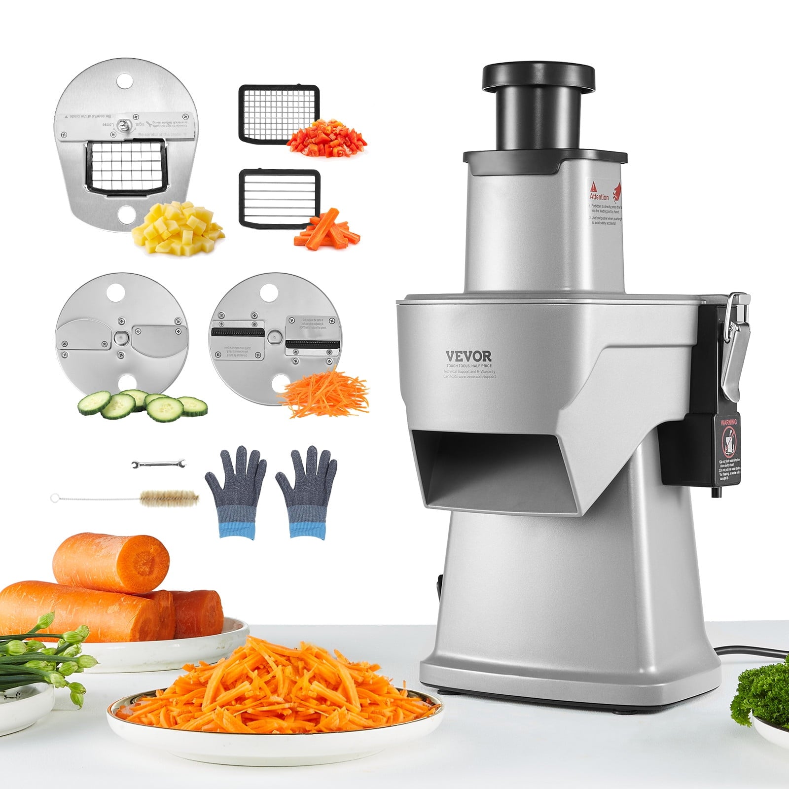 VEVOR Electric Vegetable Slicer, 4 in 1 Multifunctional Food Cutter, 200W Vegetable Chopper for Slicing Shredding Dicing and Slitting, with