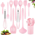 VIVAYO 12 Pcs Silicone Kitchen Utensil Set, Kitchen Cooking Spatula Sets with Holder for Cookware Heat Resistant Spoons, Turners,Tongs, Whis