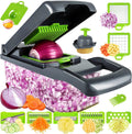 Pro, Multifunctional Food with Container, Slicer Dicer Cutter with Sharp Blades for Onion Carrot Garlic-Green