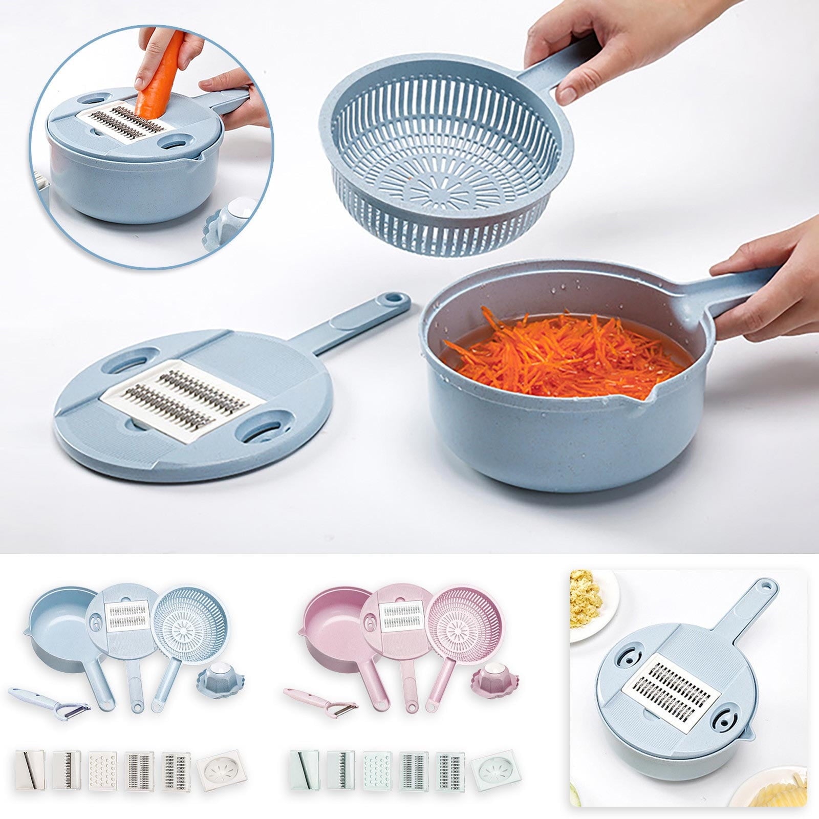 Vegetable Slicer Shredder Tool | Multi-Function Wheat Straw | 6 Stainless Steel Blades | Potato, Carrot, Cucumber, Salad Prep | Hand-Safe Gr