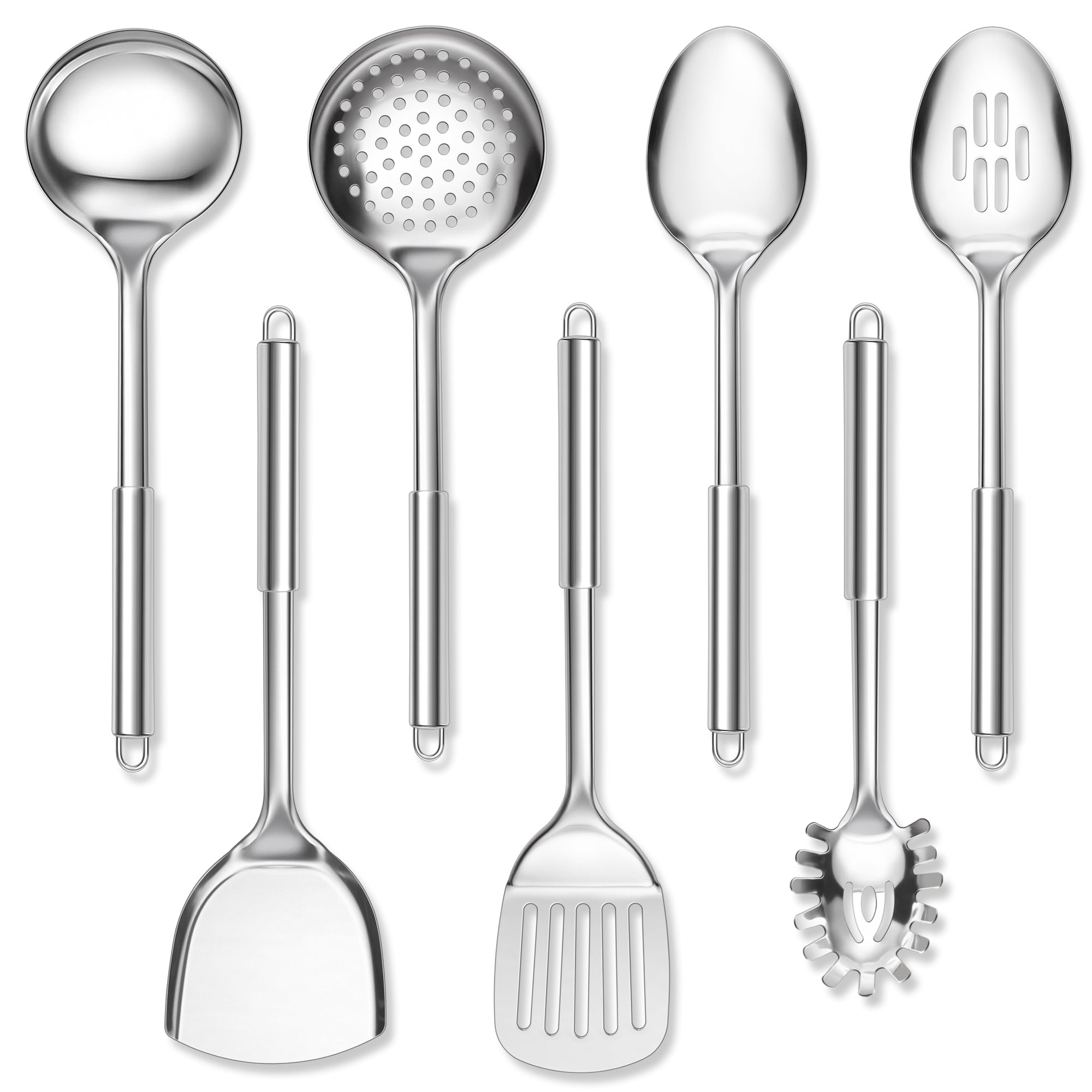Kitchen Utensils Set, 7 PCS Stainless Steel Cooking Tools, Metal Kitchen Tools Set, Heat Resistant & Dishwasher Safe