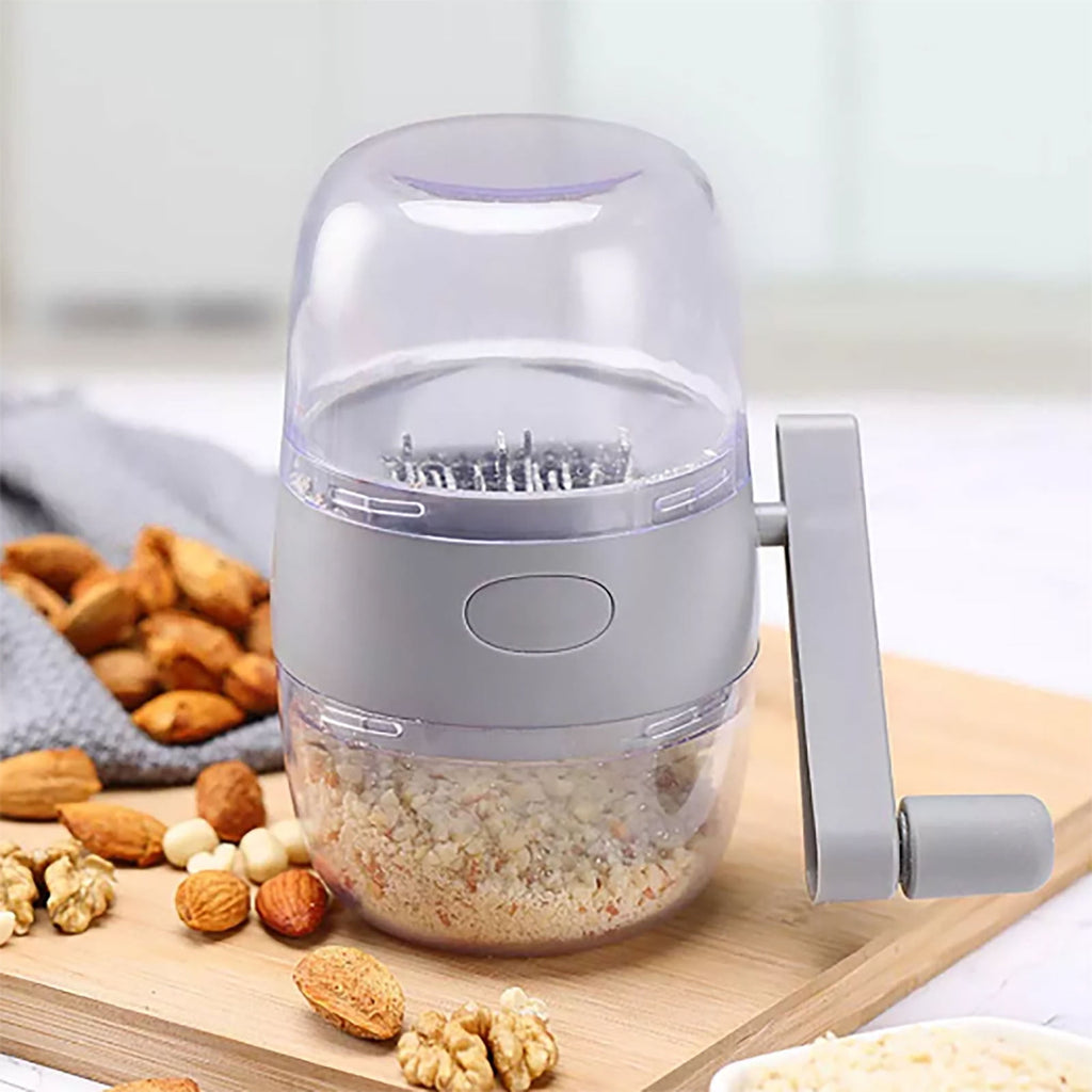 Household Hand Crank Nut Grinder, Manual Garlic Chopper and Dried Fruit Crusher for Almonds Walnuts Ginger, Ergonomic...