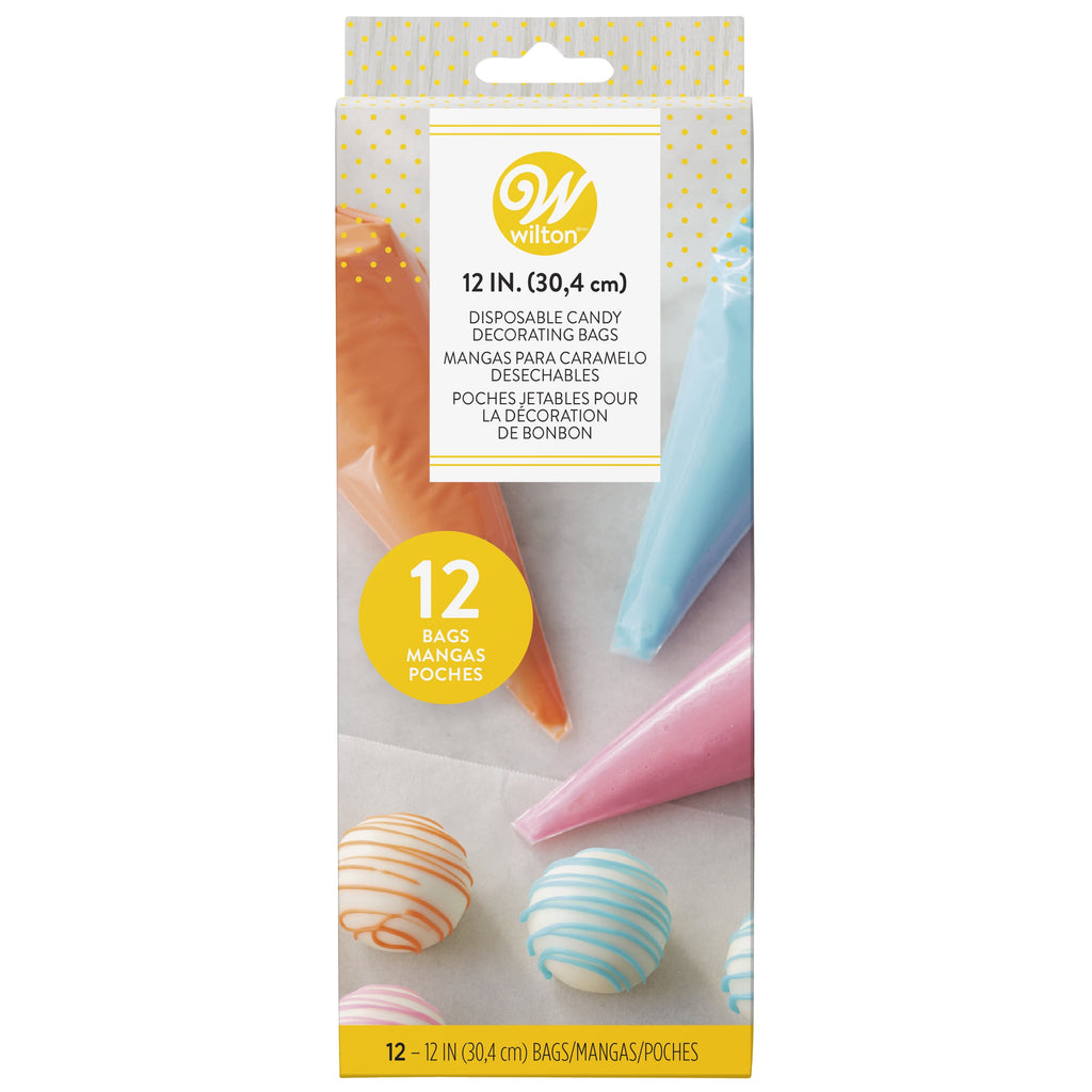 Disposable Candy Piping Bags, 12-Count, Plastic