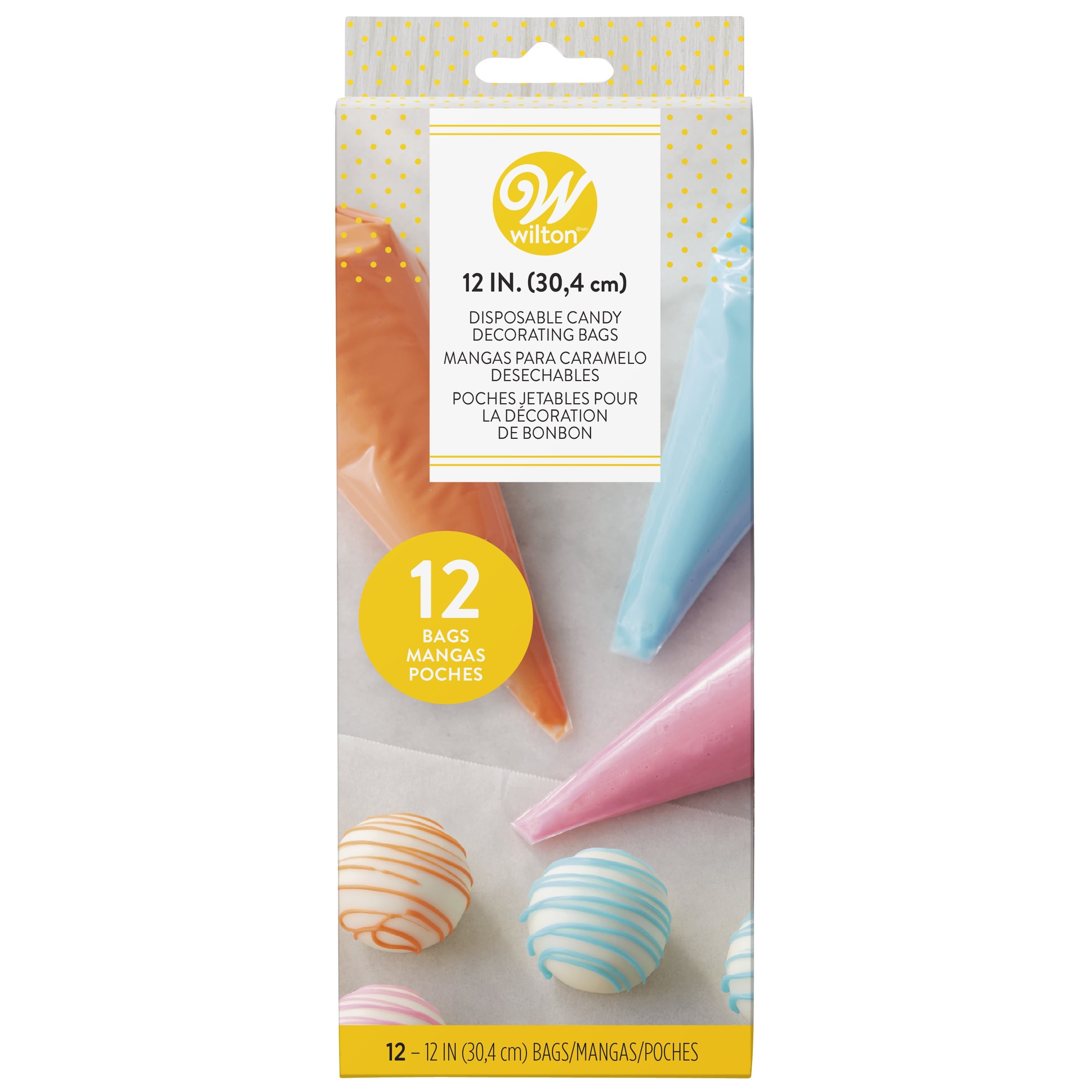 Disposable Candy Piping Bags, 12-Count, Plastic