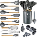 24 Pcs Silicone Cooking Utensils Set, 446 Heat Resistant Kitchen Utensils Turner, Tongs,Spatula,Spoon,Brush,Whisk