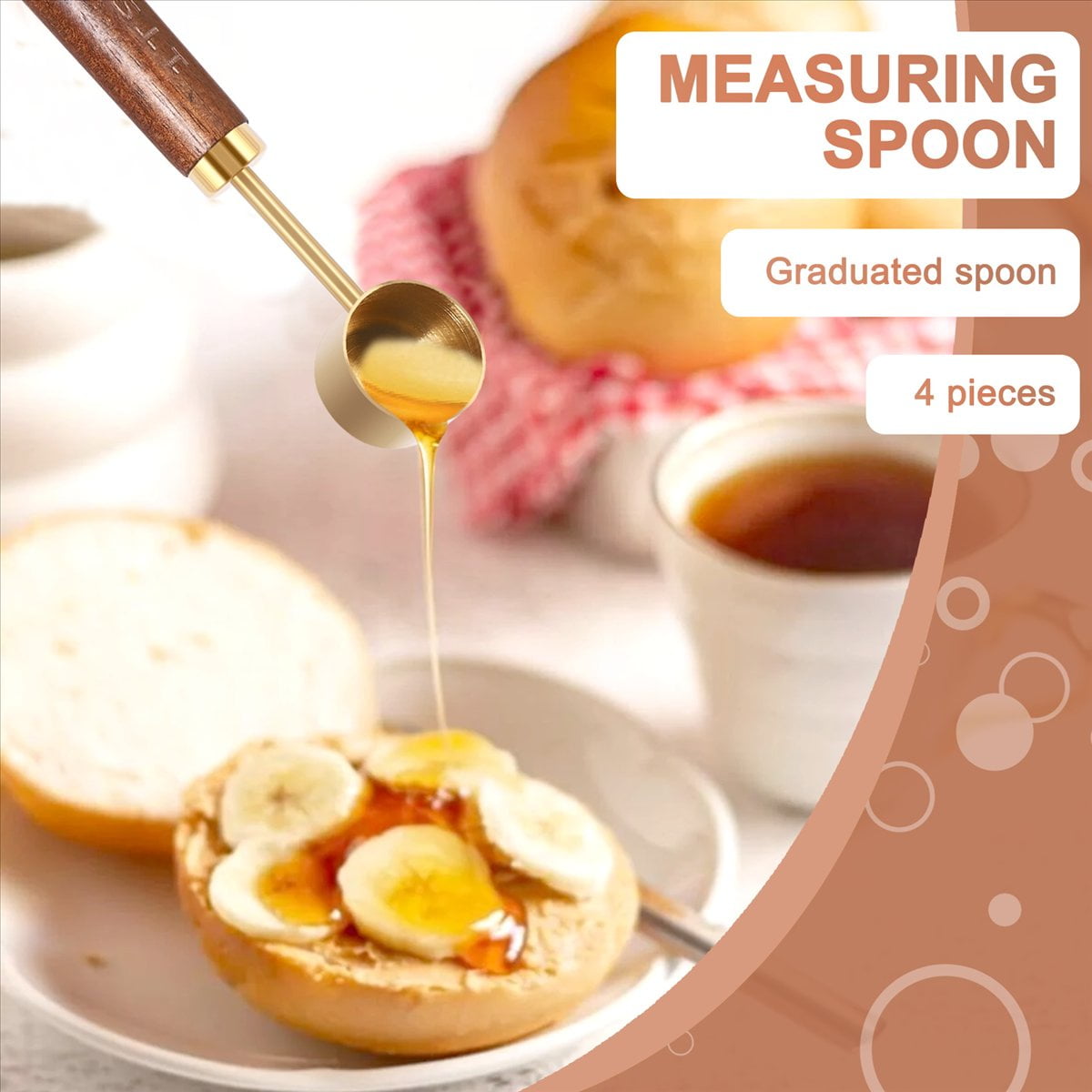 Set Wood Handle Stainless Steel Scoop Baking Tool Kit Kitchen Accessories 1 - Image 4