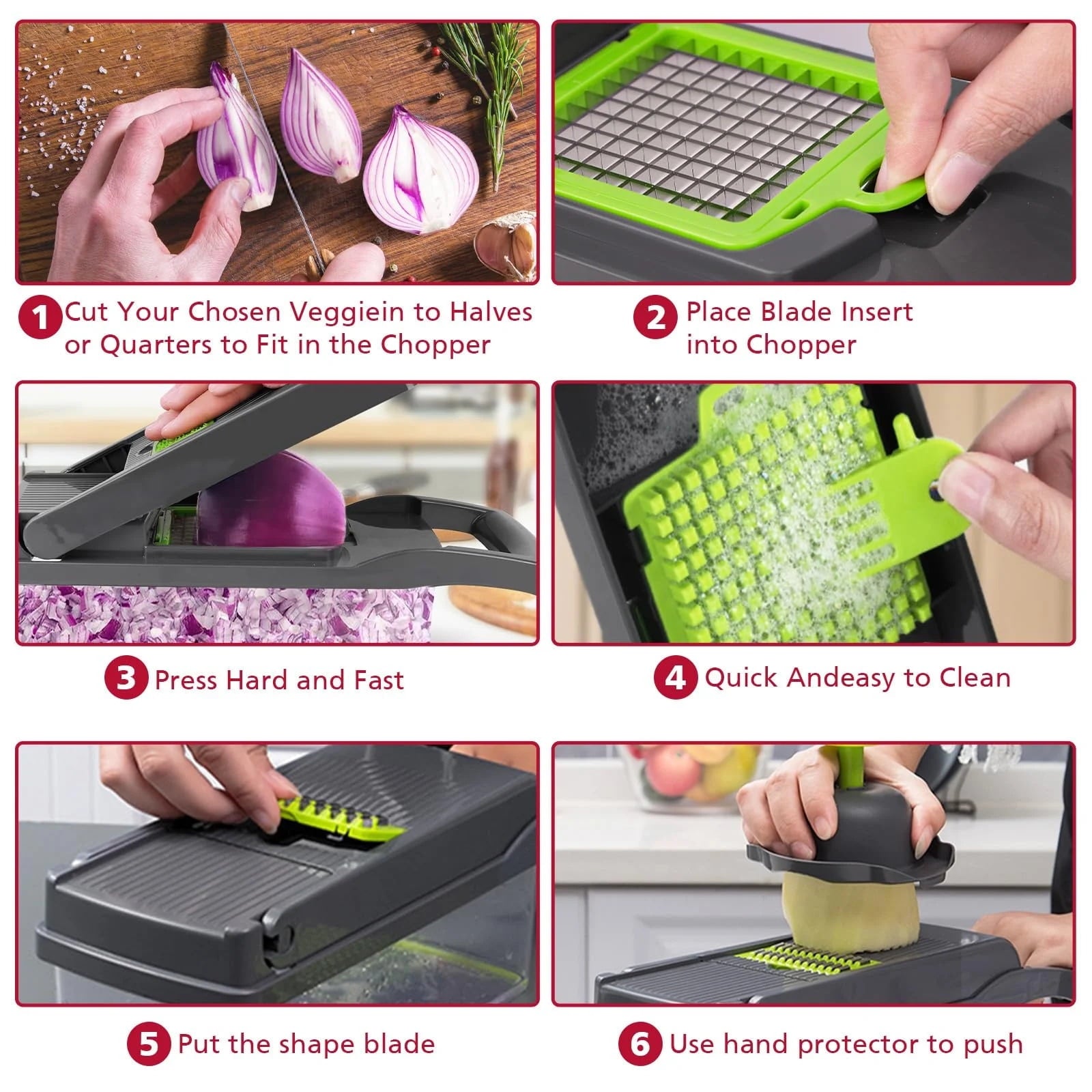 16-in-1 Food Dicer, Slicer, Shredder, Chopper for Vegetables with Stainless Steel Blades - Image 5