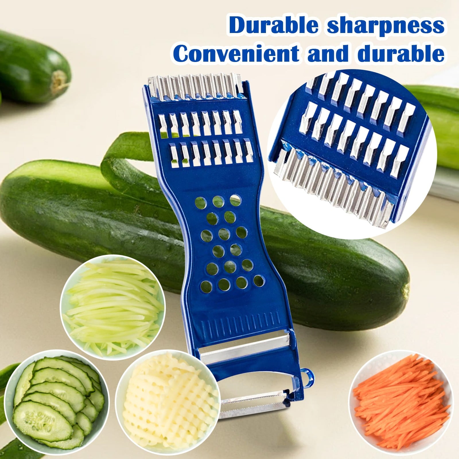 Vegetable Slicer and Mandoline Grater, Multi-functional Food Chopper with Adjustable Stainless Steel Blades, Professional Kitchen Tool for S - Image 6