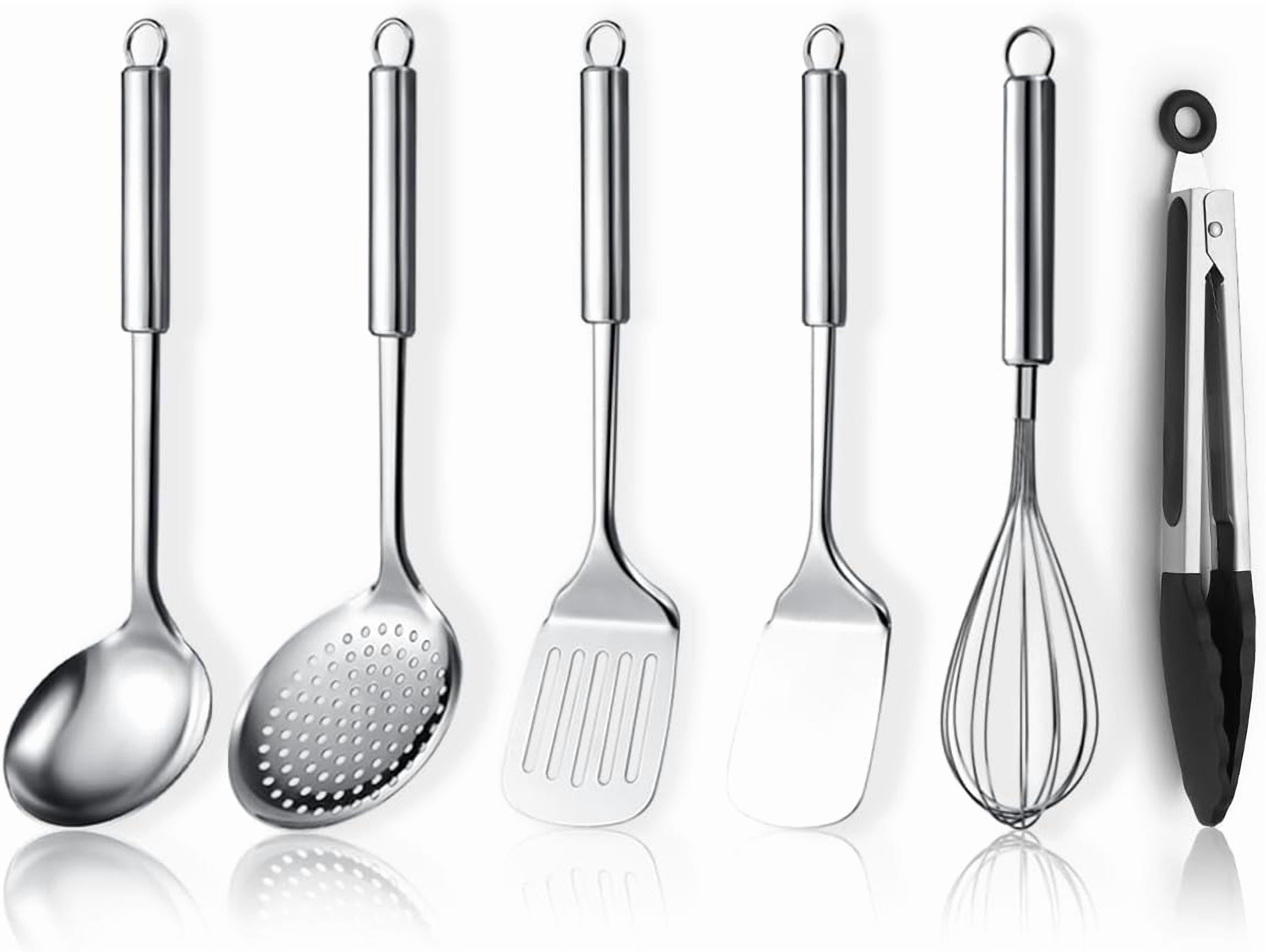 Stainless Steel Cooking Utensils Set 4 Pieces, Kitchen Tools Set Include Metal Spatula Set, Kitchen Skimmer, Soup Lad... - Image 2