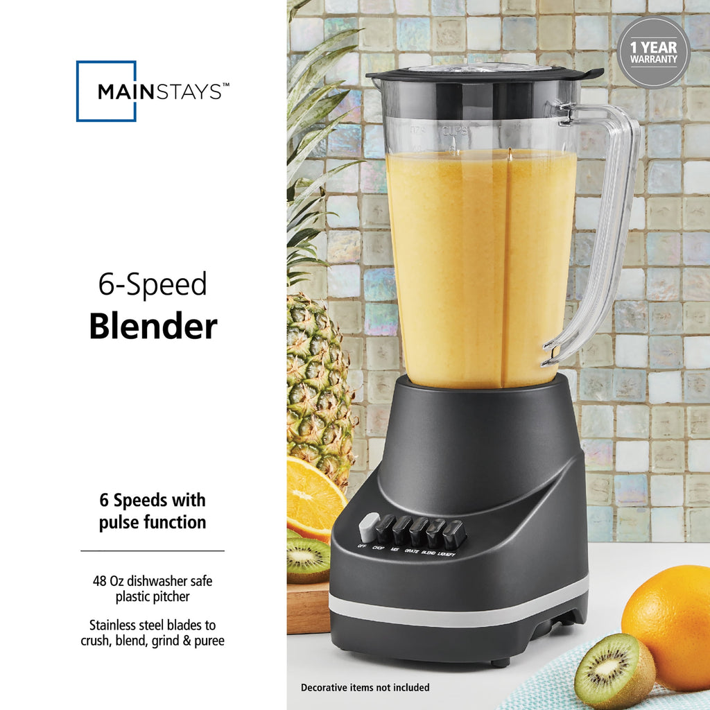 500 W 6-Speed Blender With 48 oz/1.5 L Jar , Black - Image 5