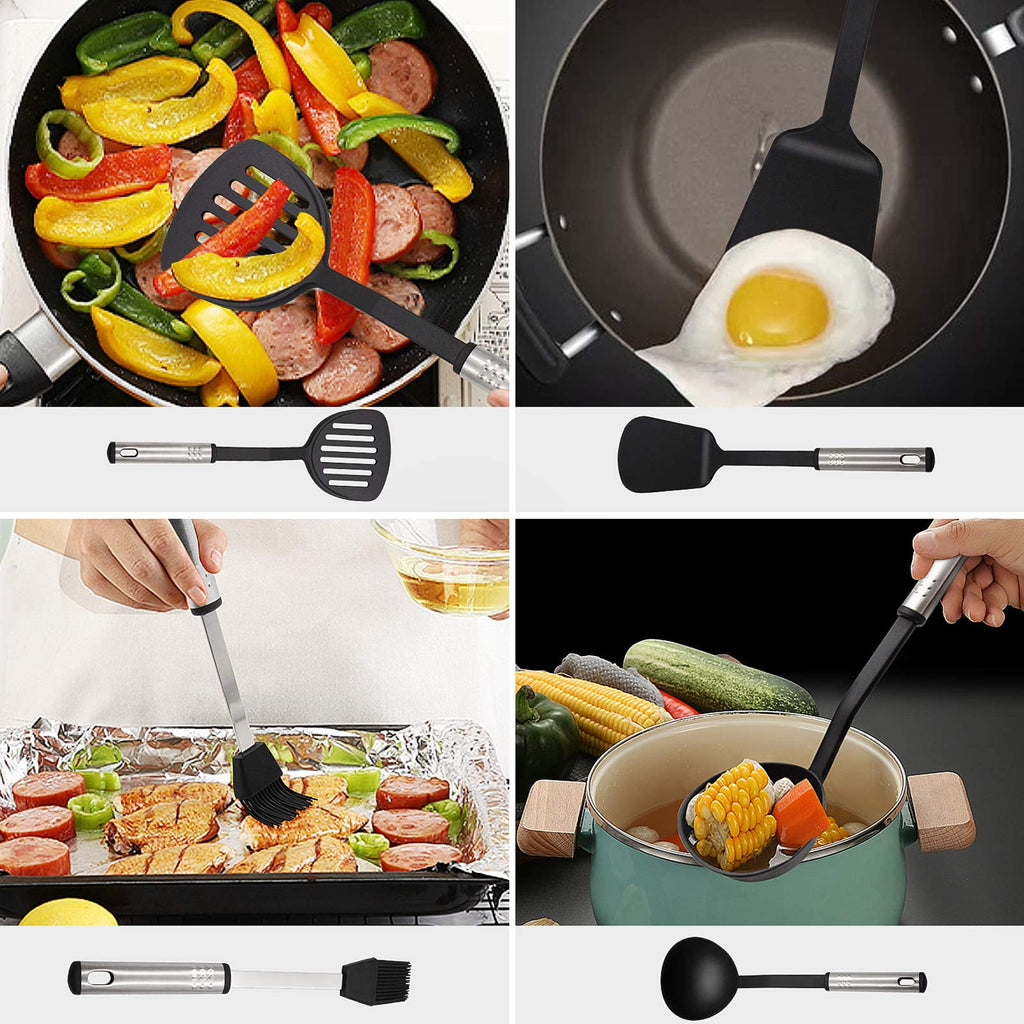 Kitchen Utensils Set, 43 PCS Nylon Cooking Utensils Set, Kitchen Spatula Set with Stainless Steel Handles, Heat Resis... - Image 3