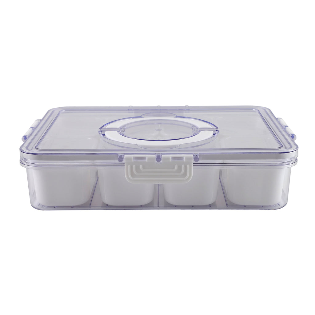 8-Compartment Snackle Box, Charcuterie and Snack Container, Divided Serving Tray with Lids and Handle, Dishwasher Saf... - Image 4