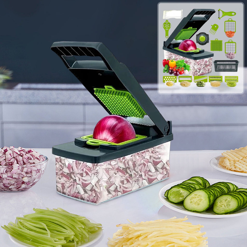Multi-functional Vegetable Cutter Set, Kitchen Grater Slicer, 14/16 Piece Food Chopper for Effortless Meal Prep(C) - Image 3