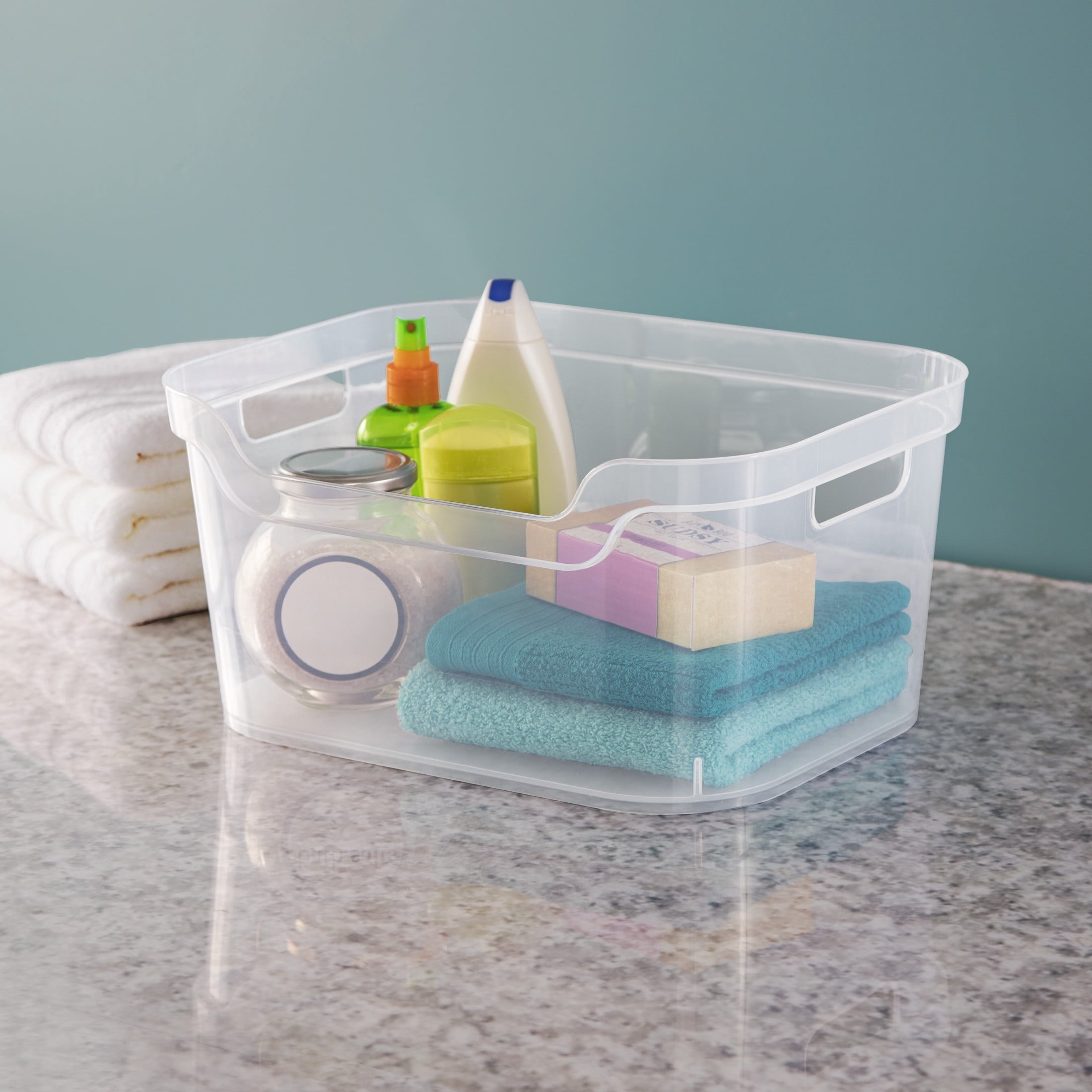 Large Open Bin, Clear Plastic, Easy Access Bin with Scoop Front, Clear - Image 4