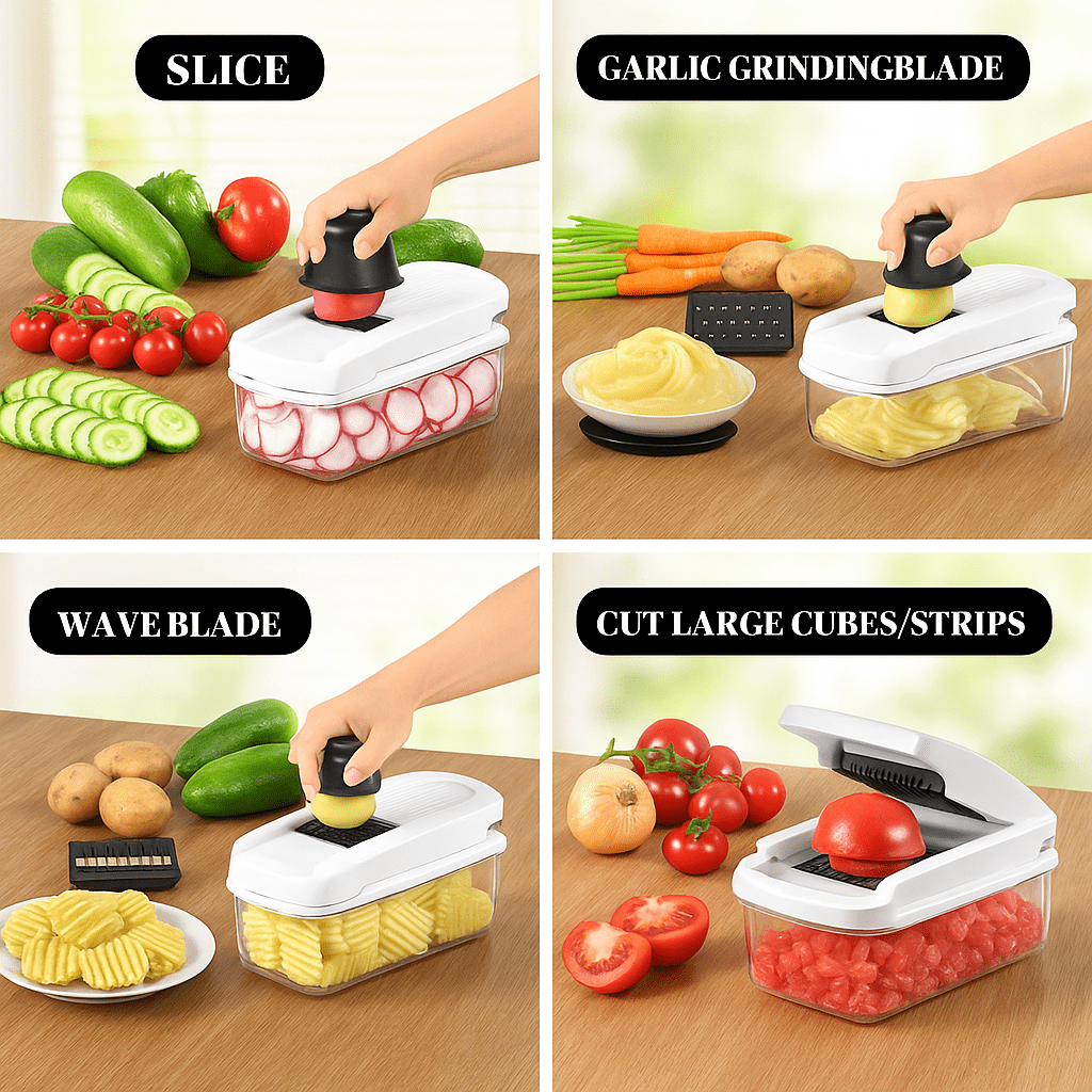 16-in-1 Vegetable Slicer Cutter Machine with Storage Container, Multifunctional Durable Chopper for Fruits, Onion, Zo... - Image 6