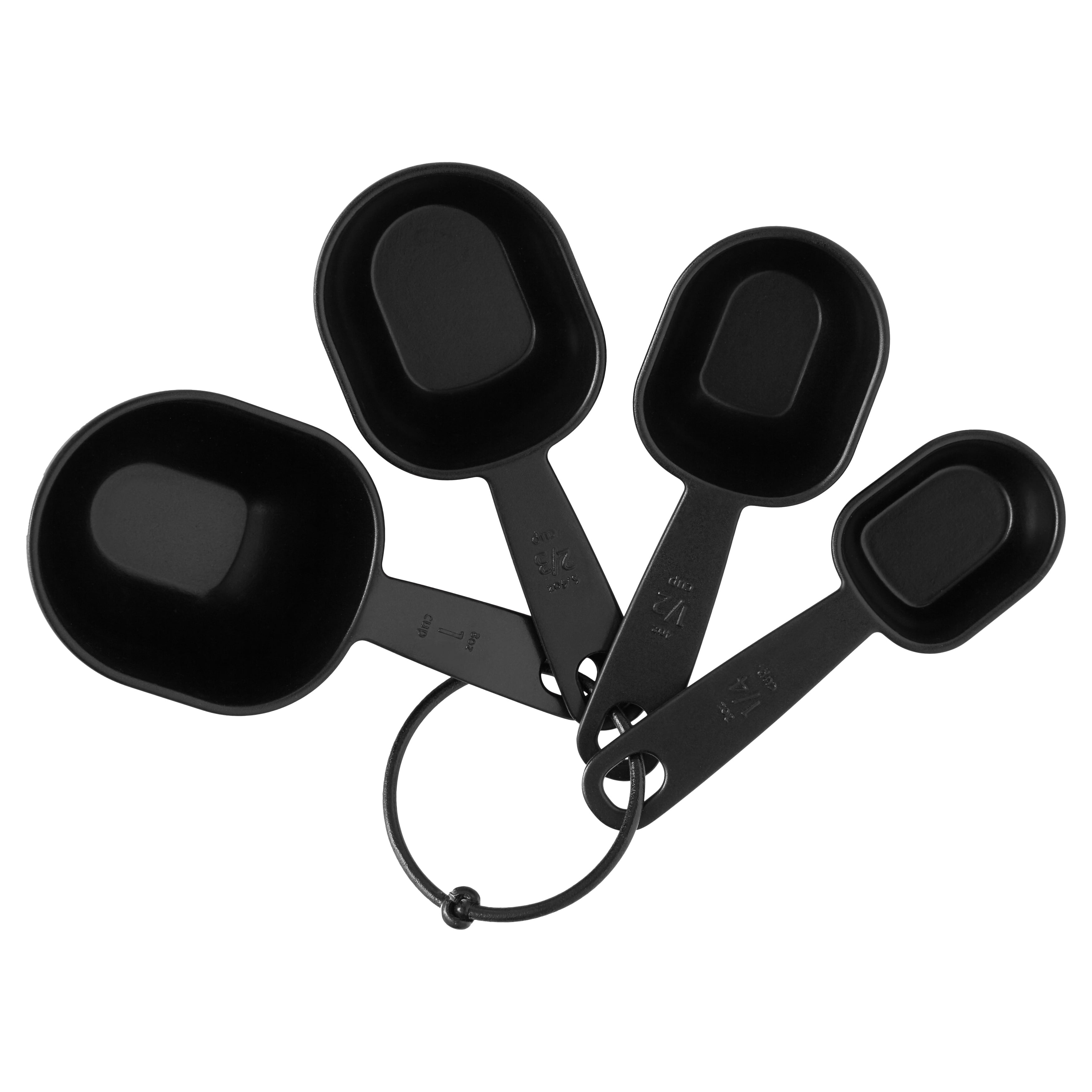 (3 pack) 8-Piece Kitchen Measuring Cup & Spoon Set, Raised Measurements, Black, Polypropylene - Image 6