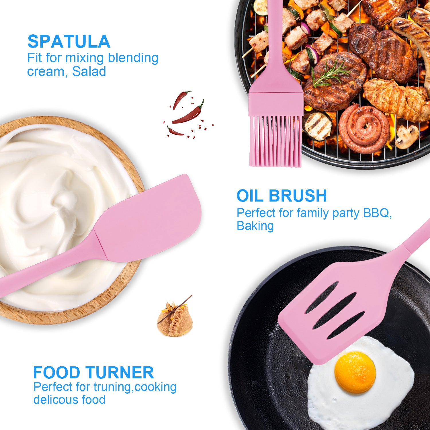 Silicone Cooking Utensils Sets, 5-Piece Kitchen Utensil Set 600F Heat Resistant Non-stick Rubber Cookware Kitchen Sil... - Image 6