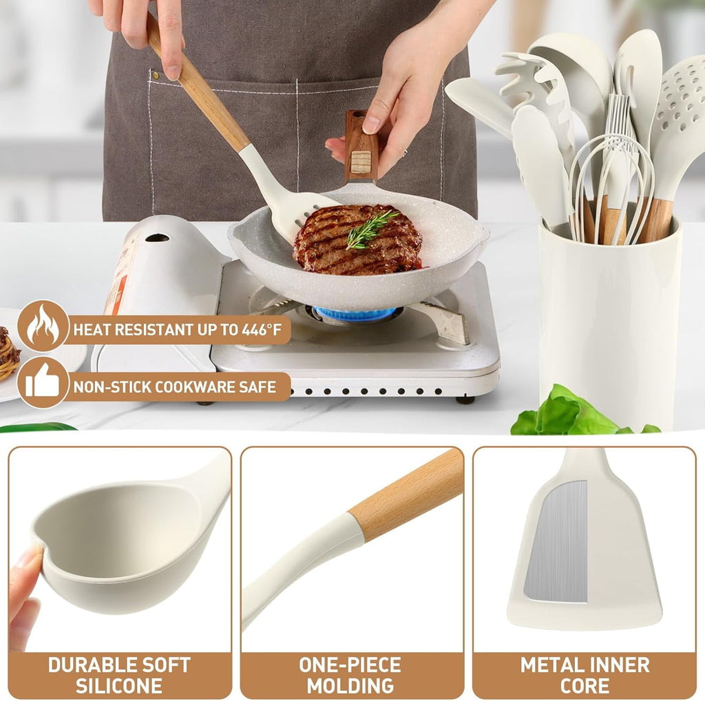 Silicone Kitchen Utensil Set, Heat Resistant Kitchen Gadgets and Tools - Image 4